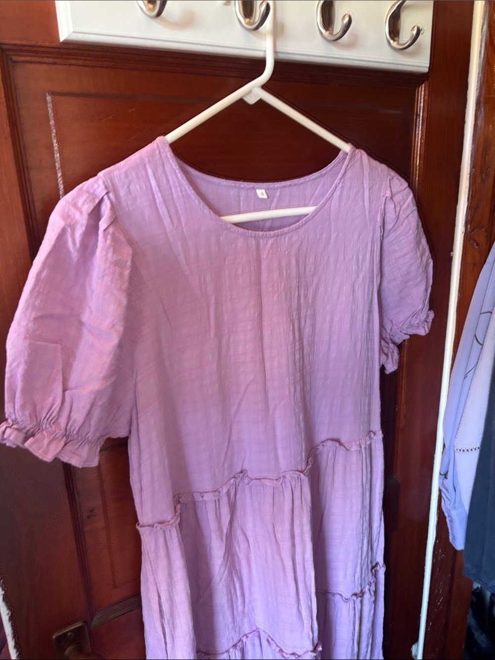 Tiered cotton Gauze Dress-lilac